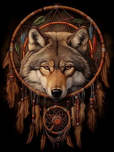 Bimkole DIY 5D Diamond Painting Zubehör Wolfstier, Traumfänger Diamant Malerei Kit Voll Runde Bohrer Malen nach Zahlen Malerei Stickerei Kreuzstich Diamond Dekoration 30X40cm Bimkole DIY 5D Diamond Painting Zubehör Wolfstier, Traumfänger Diamant Malerei Kit Voll Runde Bohrer Malen nach Zahlen Malerei Stickerei Kreuzstich Diamond Dekoration 30X40cm von Bimkole
