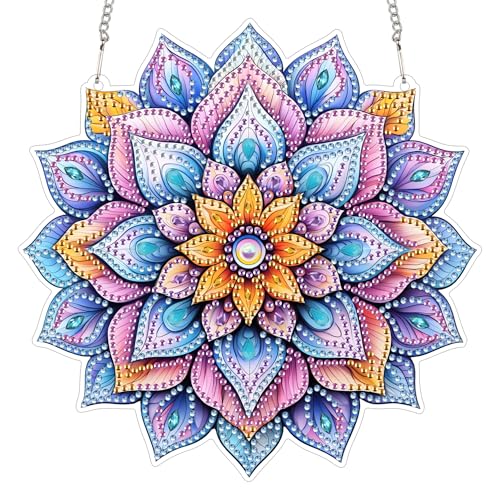 Bimkole Diamond Painting Anhänger Mandala-Blume, Hängende Diamantkunst Diamant Malsets, Diamond Painting Kit, 5D Diamond Painting für Fenster Wand und Eingang Decor 20x20 cm Bimkole Diamond Painting Anhänger Mandala-Blume, Hängende Diamantkunst Diamant Malsets, Diamond Painting Kit, 5D Diamond Painting für Fenster Wand und Eingang Decor 20x20 cm von Bimkole