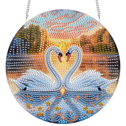 Bimkole Diamond Painting Anhänger Schwan, Hängende Diamantkunst Diamant Malsets, Diamond Painting Kit Tier, 5D Diamond Painting für Fenster Wand und Eingang Decor 20x20 cm Bimkole Diamond Painting Anhänger Schwan, Hängende Diamantkunst Diamant Malsets, Diamond Painting Kit Tier, 5D Diamond Painting für Fenster Wand und Eingang Decor 20x20 cm von Bimkole