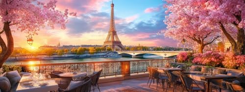 Bimkole Groß 5D Diamond Painting Kits Zubehör Eiffelturm, Landschaft Diamant Malerei Kit Voll Runde Bohrer Malen nach Zahlen Malerei Stickerei Kreuzstich Diamond Dekoration 30x80 cm von Bimkole