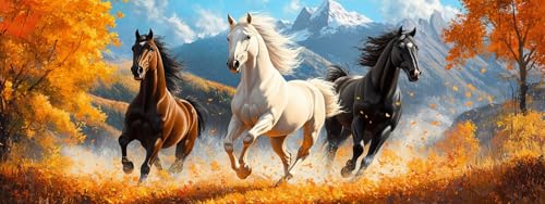 Bimkole Groß 5D Diamond Painting Kits Zubehör Pferd, Herbsttiere Diamant Malerei Kit Voll Runde Bohrer Malen nach Zahlen Malerei Stickerei Kreuzstich Diamond Dekoration 30x80 cm von Bimkole