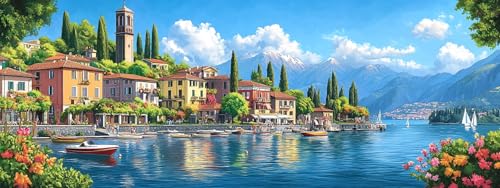 Bimkole Groß 5D Diamond Painting Kits Zubehör Seeuferstadt, Landschaft Diamant Malerei Kit Voll Runde Bohrer Malen nach Zahlen Malerei Stickerei Kreuzstich Diamond Dekoration 30x80 cm Bimkole Groß 5D Diamond Painting Kits Zubehör Seeuferstadt, Landschaft Diamant Malerei Kit Voll Runde Bohrer Malen nach Zahlen Malerei Stickerei Kreuzstich Diamond Dekoration 30x80 cm von Bimkole