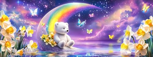 Bimkole Groß 5D Diamond Painting Kits Zubehör Teddybär, Mond Diamant Malerei Kit Voll Runde Bohrer Malen nach Zahlen Malerei Stickerei Kreuzstich Diamond Dekoration 30x80 cm Bimkole Groß 5D Diamond Painting Kits Zubehör Teddybär, Mond Diamant Malerei Kit Voll Runde Bohrer Malen nach Zahlen Malerei Stickerei Kreuzstich Diamond Dekoration 30x80 cm von Bimkole