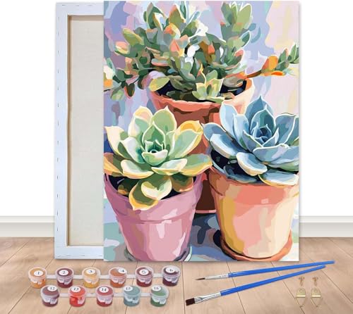 Bimkole Malen Nach Zahlen Erwachsene Gerahmt Grün Saftig, Ölgemälde paint by numbers kits Anlage, Acrylfarbe Anfänger Zeichnen Malen mit Pinseln Mauer Dekor Kunst 20x30 cm von Bimkole