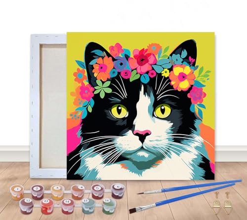 Bimkole Malen Nach Zahlen Erwachsene Gerahmt Katze, Ölgemälde paint by numbers kits Blumentier, Acrylfarbe Anfänger Zeichnen Malen mit Pinseln Mauer Dekor Kunst 20x20 cm Bimkole Malen Nach Zahlen Erwachsene Gerahmt Katze, Ölgemälde paint by numbers kits Blumentier, Acrylfarbe Anfänger Zeichnen Malen mit Pinseln Mauer Dekor Kunst 20x20 cm von Bimkole