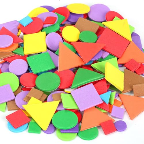 Moosgummi Selbstklebend,300 PCS Schaumstoff Aufkleber Sticker Geometrische Formen Basteln Aufkleber Kinder für Scrapbooking Zubehör Foam Geometric Shape Stickers von BinPhorm
