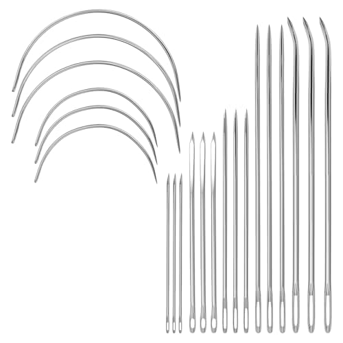 21 Stück Ledernadel,Nähnadeln Ledernadeln Hand,Polsternadeln Stopfnadel,Set Stopfnadeln Mit Großem öhr,für Gebogene Nähnadel Ledergarn,Rundnadel,Sattlernadel,Leder Nadeln Handnähen,Leather Werkzeug von BinXiaoQin