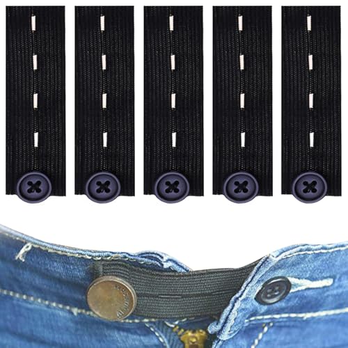 5 Stück Hosenbunderweiterung Schwangerschaft,Hosenknopf Verlängerung,Knopfverlängerung für Hosen,Adjustable Hosenerweiterung Schwangerschaft Bund,Verstellbare Button Elastische Knopfverlängerun von BinXiaoQin