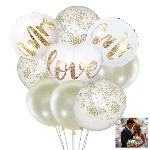 9 Stück Luftballons Hochzeitsdeko Deko Hochzeit Deko Mrs Wedding Decorations Goldener Just Married Deko Heiratsantrag Hochzeits Deko Herzen Hochzeit Luftballons Hochzeitsballons von BinXiaoQin