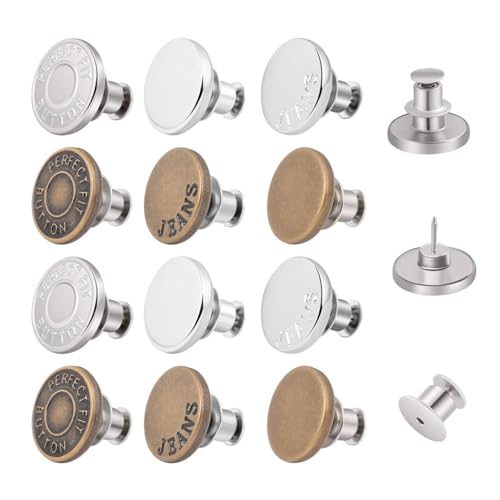 Jeans Knopf Buttons,Jeans KnöPfe Bundknopf,HosenknöPfe für Jeans KnöPfe Ohne NäHen Adjustable Jeansknopf Reparaturset,Abnehmbare Hosenknopf Nieten,FüR JeansknöPfe Zum Schrauben (Mehrere Farben) von BinXiaoQin