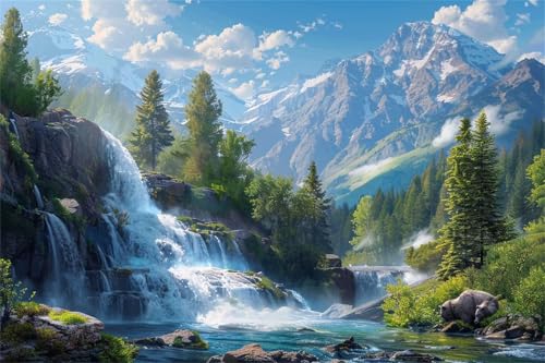 Diamond Painting Erwachsene Kinder 60x80cm,Diamond Painting Landschaft Diamant Painting Bilder Wasserfall,Vollbohrer DIY Diamant Kunst Malerei Stickerei Kreuzstich Bilder Wand Deko,Geschenke BJ-801 von Binaoung