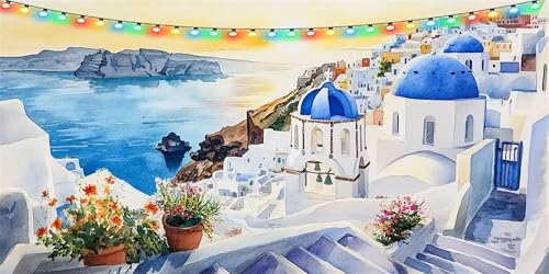 Diamond Painting Erwachsene Landschaft, Diamond Paintings klein 10x20cm Diamant Painting Bilder Ägäisches Meer, Crystal Art Diamanten Stickerei Kreuzstich Mosaik Bastelset Erwachsene, Wanddeko B1-39 von Binaoung