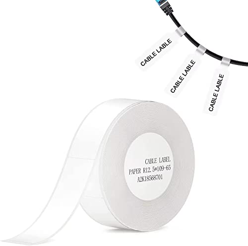 Mini-Etikettenpapier cable kompatibel für NIIMBOT D11 D110 D101 Drucker, wasserfest, ölfest, kratzfest, thermisch, selbstklebend (Cable White) von Binardat