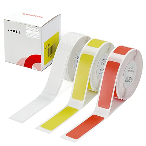 Mini-Etikettenpapier, kompatibel für NIIMBOT D11 D110 D101 Drucker, wasserdicht, ölabweisend, kratzfest, thermisch, selbstklebend, 14x25mm(240Pcs/Roll) Weiß-Rot-Gelb von Binardat