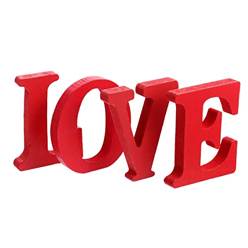 BinaryABC Holzbuchstaben für Valentinstag und Hochzeit, 4 Stück (rot) von BinaryABC