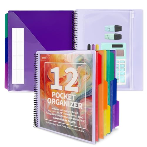 Binditek Poly-Projekt-Organizer mit 12 Fächern, robuster Poly-Cover, transparente Vordertasche, 6-farbige Trennblätter mit 1/3-Schnittlaschen, feste Reißverschlusstasche, Briefgröße, Blau Binditek Poly-Projekt-Organizer mit 12 Fächern, robuster Poly-Cover, transparente Vordertasche, 6-farbige Trennblätter mit 1/3-Schnittlaschen, feste Reißverschlusstasche, Briefgröße, Blau von Binditek