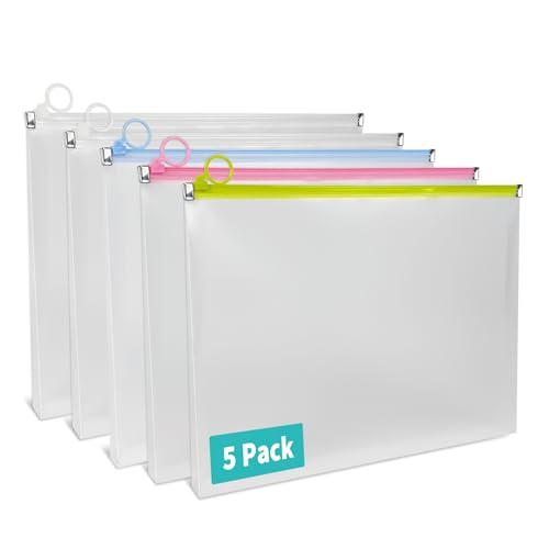 Binditek Transparente Kunststoff-Umschläge mit Reißverschluss, strapazierfähig, 22,9 x 30,5 cm, mehrfarbig, Dokumentenhalter für Büro und Schule, 5 Stück Binditek Transparente Kunststoff-Umschläge mit Reißverschluss, strapazierfähig, 22,9 x 30,5 cm, mehrfarbig, Dokumentenhalter für Büro und Schule, 5 Stück von Binditek