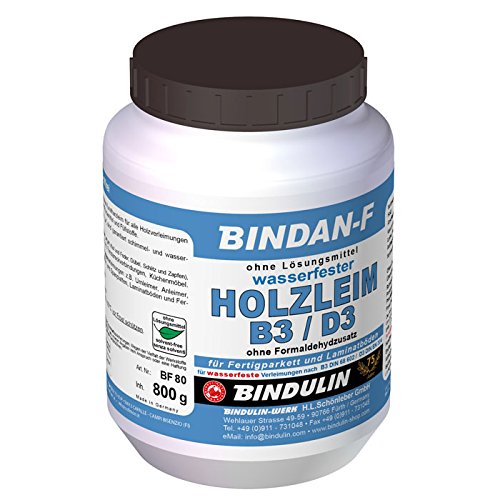 Bindan-F Holzleim D3 800 g Dose mit Pinsel zum Auftragen von E-Com24 von Bindulin