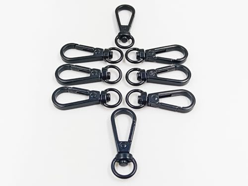 BingSHH 10 Stück ovale Ringe, modische Trigger-Clips, Karabinerverschluss, Klauenwirbel für Gurte, Torverschlüsse, Haken, Drehverschluss (0,95 cm, schwarz) von BingSHH