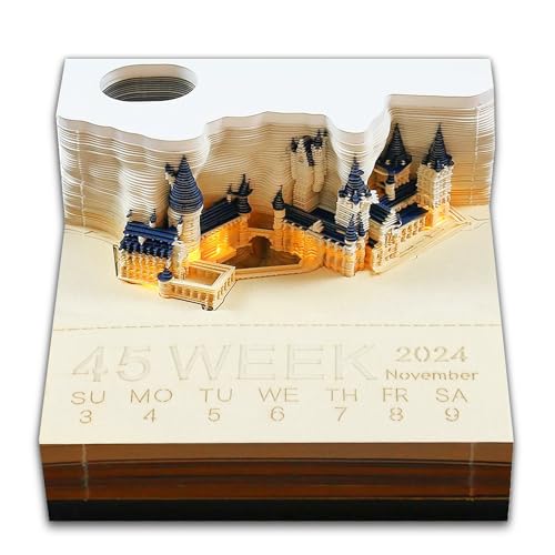 3D-Notizblock kalender 2024, 3d Kalender Abreißen 2024, Tischkalender-Notizblock, Schreibtischkalender mit Lichtern, Kreativer Tischkalender, kreatives Papierskulptur-Bastel-DIY-Geschenk von Binggunyo
