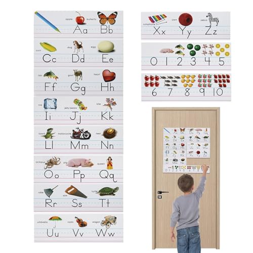 Biniveil Buchstaben Pinnwand Set | Zahlenstrahl Wanddekoration Tafel,Lernposter Dekorative Bildungskarten Für Schule Zuhause Kinder Kleinkinder Mädchen Kinderzimmer von Biniveil