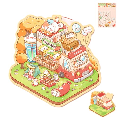Biniveil Hausaufkleber, kreative Miniatur – 3D-Effekt, Handkonto-Aufkleber, Cartoon-Landschaftsbau, Szenen für Kinder und Erwachsene, Scrapbooking-Dekorationswerkzeug Biniveil Hausaufkleber, kreative Miniatur – 3D-Effekt, Handkonto-Aufkleber, Cartoon-Landschaftsbau, Szenen für Kinder und Erwachsene, Scrapbooking-Dekorationswerkzeug von Biniveil