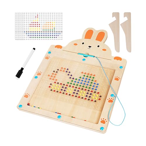 Biniveil Magnetische Maltafel,2-in-1 Magnetpunkt-Kunstbrett | Holz Zeichenbrett Lernspielzeug Ab 3 Jahre Pädagogisches Spielzeug Für Mädchen Reisegeburtstag Kindergarten Unterricht Vorschule von Biniveil
