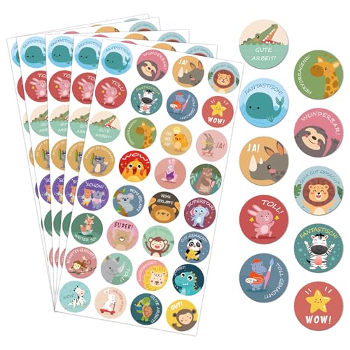 1600 Stück Tier Belohnungssticker, 25mm Motivationssticker für Kinder, 32 Muster Selbstklebende Lobsticker, Süße Selbstklebende Lehrer Belohnung Aufkleber, Deutsch Reward Stickers 1600 Stück Tier Belohnungssticker, 25mm Motivationssticker für Kinder, 32 Muster Selbstklebende Lobsticker, Süße Selbstklebende Lehrer Belohnung Aufkleber, Deutsch Reward Stickers von Binlava