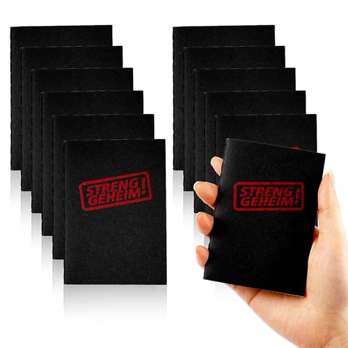 Binlava 12 Stück Streng Geheim“ Notizblöcke, Detektiv Notizbuch A7, Blanko Notizbuch Detektiv Set, Journal Tagebuch Notizblock für Kindergeburtstag Party Mitgebsel Kinder Detektiv Geburtstag(10x7cm) von Binlava