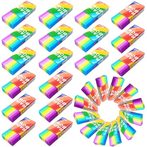 Binnan Regenbogen Radiergummi Weich Radierer Schule,30 Stück Radiergummi 2B Kinder,Radiergummi Kinder Set,Mini-Radiergummi,Regenbogen Radiergummi Geeignet für Schulen,Skizzen und Zeichnungen,Büros von Binnan