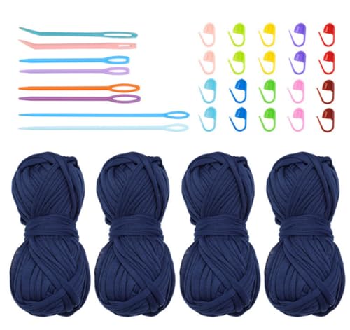 Binwat T-Shirt-Garn zum Häkeln, elastisches Band, dicker Häkelstoff, Stricken, T-Shirt-Garn-Set für Häkeltasche/Decke/Korb, DIY-Handwerksprojekte, Heimdekoration, 4 Stück Binwat T-Shirt-Garn zum Häkeln, elastisches Band, dicker Häkelstoff, Stricken, T-Shirt-Garn-Set für Häkeltasche/Decke/Korb, DIY-Handwerksprojekte, Heimdekoration, 4 Stück von Binwat