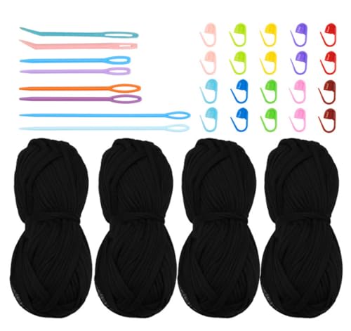 Binwat T-Shirt-Garn zum Häkeln, elastisches Band, dicker Häkelstoff, Stricken, T-Shirt-Garn-Set für Häkeltasche/Decke/Korb, DIY-Handwerksprojekte, Heimdekoration, 4 Stück Binwat T-Shirt-Garn zum Häkeln, elastisches Band, dicker Häkelstoff, Stricken, T-Shirt-Garn-Set für Häkeltasche/Decke/Korb, DIY-Handwerksprojekte, Heimdekoration, 4 Stück von Binwat