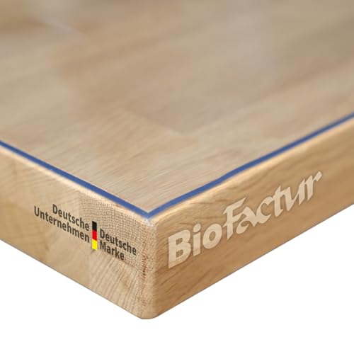 BioFactur Tischfolie transparent nach maß | glasklar durchsichtige tischdecke | 2 mm tischschutz transparent | Abwaschbar | Gerader Kante schreibtischunterlage (Transparent, 100 x 200 cm) von BioFactur