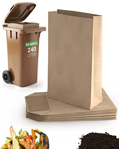 BIOGLÜCK® - 240 Liter Biomüllsäcke/Papiersäcke. Die ultimative Lösung für eine saubere und geruchsfreie Biomülltonne. Extra groß für Hausmeisterservice & Mehrfamilienhäuser. von BioGlück