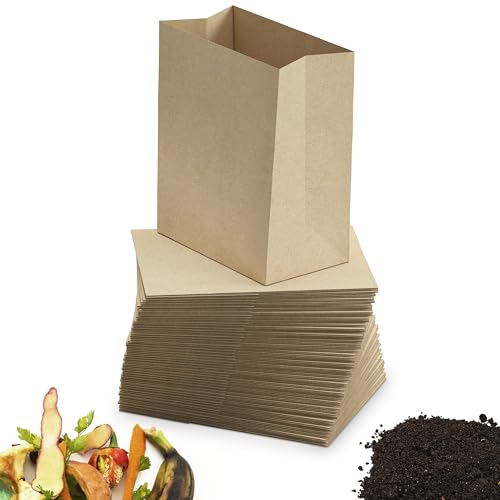 BIOGLÜCK® Biomüllbeutel 10 Liter mit Blockboden [50 Stück] – reißfeste & feuchtigkeitsbeständige Papiertüten für Küchenabfälle von BioGlück