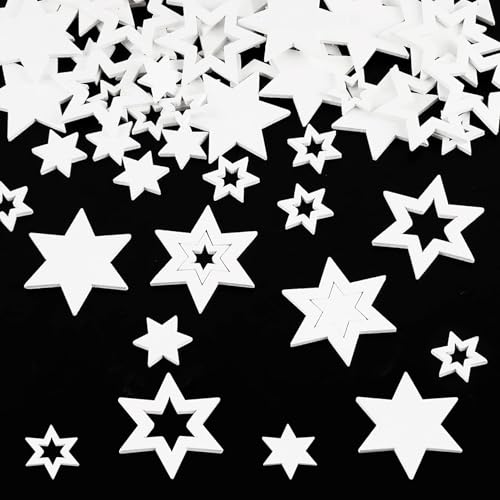 100 Stück Streudeko Weihnachten Konfetti, Holzsterne Sechszackiger, Weiß Aushöhlen Feststoff Sterne, Tischdeko für Hochzeit DIY Basteln 100 Stück Streudeko Weihnachten Konfetti, Holzsterne Sechszackiger, Weiß Aushöhlen Feststoff Sterne, Tischdeko für Hochzeit DIY Basteln von Bipl