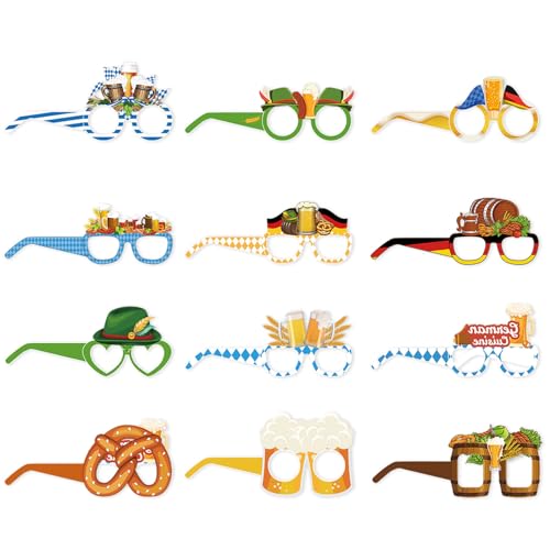12 Stück Oktoberfest Party Brillen, Lustig Papier Partybrille, Themenparty Brillen, Bayerische Bierfest Foto Requisiten, für Kinder Erwachsene Oktoberfest Kostüm Dekoration Accessoires 12 Stück Oktoberfest Party Brillen, Lustig Papier Partybrille, Themenparty Brillen, Bayerische Bierfest Foto Requisiten, für Kinder Erwachsene Oktoberfest Kostüm Dekoration Accessoires von Bipl