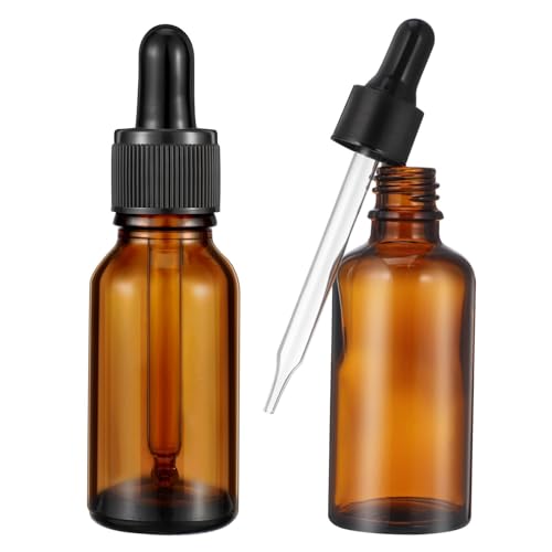 2 Stück Pipettenflaschen, 50ml Braunglasflasche, Apothekerflaschen mit Pipette, Tropfflasche, Nachfüllbare Dropper Bottle Flasche, mit Pipette 2ml für Ätherische Öle, Parfümöle, Flüssigfarbstoffen von Bipl