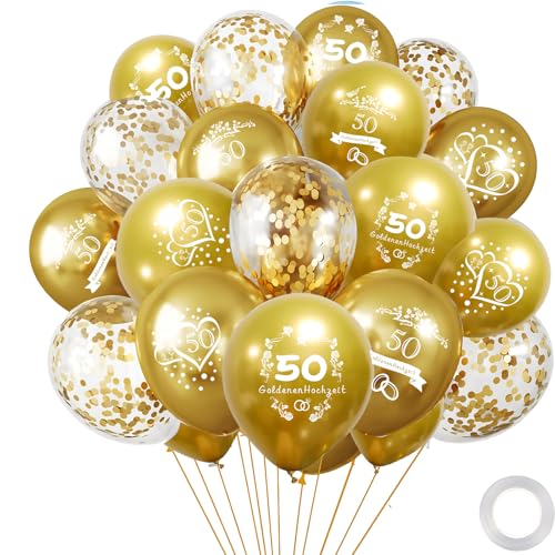 20 Stück Hochzeitstag Luftballons, Goldenen Hochzeit Deko Latexballons, Frauen Männer Jubiläum 50. Deko, für Hochzeit Feier Jubiläum Party 20 Stück Hochzeitstag Luftballons, Goldenen Hochzeit Deko Latexballons, Frauen Männer Jubiläum 50. Deko, für Hochzeit Feier Jubiläum Party von Bipl