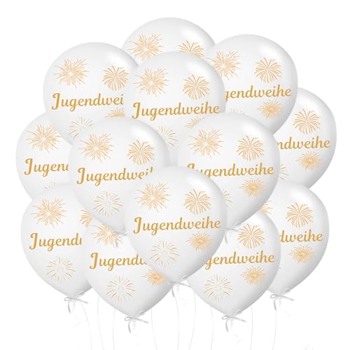 24 Stück Jugendweihe Luftballon Weiß, Endlich Erwachsen Deko Ballons, 12 Zoll Helium Ballon Latex Ballon, für Jungs und Mädchen zur Jugendweihe Party Deko von Bipl