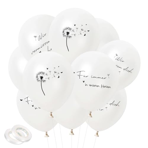 28 Stück Trauer Luftballons,Trauerfeier Latexballons,Gedenken Begräbnis Luftballons,Wir Vermissen dich Luftballons,Für immer in Unseren Herzen,Weiß Beerdigung Deko,für Trauerfeier Beerdigung Jubiläum von Bipl