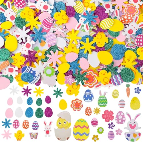 300 Stück Moosgummi Aufkleber Ostern, Bunt Selbstklebend Dekoration Sticker, Glitter Schaumstoff Sticker Kinder, Osterei Kaninchen Scrapbooking Basteln, für Osterfeier Geburtstag Party Heimdekoration 300 Stück Moosgummi Aufkleber Ostern, Bunt Selbstklebend Dekoration Sticker, Glitter Schaumstoff Sticker Kinder, Osterei Kaninchen Scrapbooking Basteln, für Osterfeier Geburtstag Party Heimdekoration von Bipl