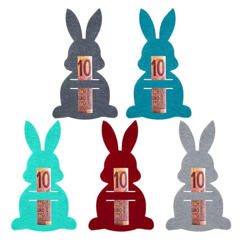 Bipl 5 Stück Ostern Geldgeschenke Osterhasen Filzdekorationen, Ostern Geschenke, Geldgeschenke Verpackung, Lustige Osterdekoration zum Verschenken für Geld Bipl 5 Stück Ostern Geldgeschenke Osterhasen Filzdekorationen, Ostern Geschenke, Geldgeschenke Verpackung, Lustige Osterdekoration zum Verschenken für Geld von Bipl