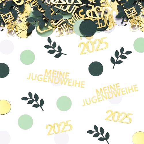 200 Stk Meine Jugendweihe Deko Konfetti, Gold Grün 2025 Tischdeko Streudeko Konfetti, mit Blätter und Punkte Motiven DIY Basteln, Tischdeko Jugendweihe für Junge & Mädchen 200 Stk Meine Jugendweihe Deko Konfetti, Gold Grün 2025 Tischdeko Streudeko Konfetti, mit Blätter und Punkte Motiven DIY Basteln, Tischdeko Jugendweihe für Junge & Mädchen von Bipl