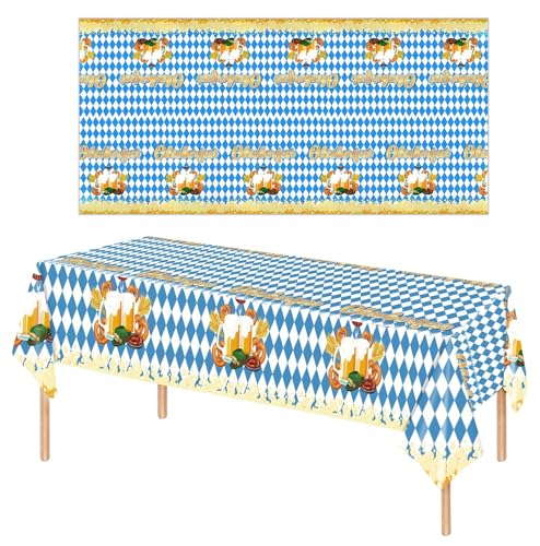 Oktoberfest Tischdecke Deko, 137 x 274cm Blau Weiß Bayerisch Tischdeko, Waschbar Bayrische Oktoberfest Tischband, für Oktoberfest Drinnen und Draußen Party Zubehör Oktoberfest Tischdecke Deko, 137 x 274cm Blau Weiß Bayerisch Tischdeko, Waschbar Bayrische Oktoberfest Tischband, für Oktoberfest Drinnen und Draußen Party Zubehör von Bipl