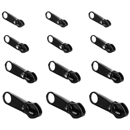Reißverschluss Schieber, Abnehmbare Metall Reißverschluss Zipper, Ersatz Zipper für Reißverschluss, Fix Reißverschluss Zieher, Reißverschluss Reparatur set für Mantel, Koffer, Rucksäcke (12 Stücke) von Bipl