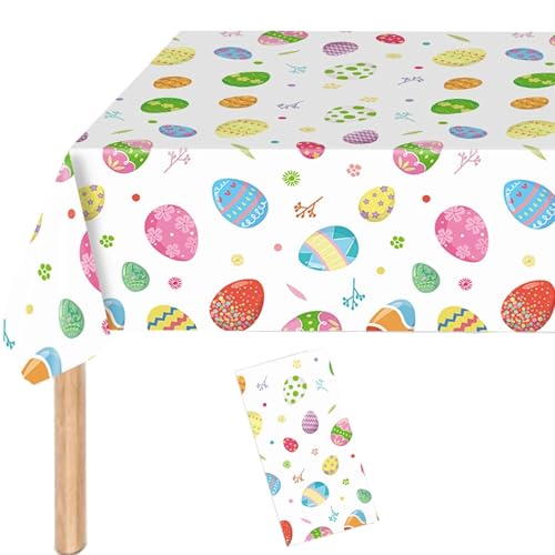 Tischdecke Ostern, 137 x 274cm Ostern Bunte Eier Tischdecke, Rechteck Party Tischdecken, Wasserdicht Einweg Tischdecke, für Ostern Partyzubehör Tischdekoration von Bipl
