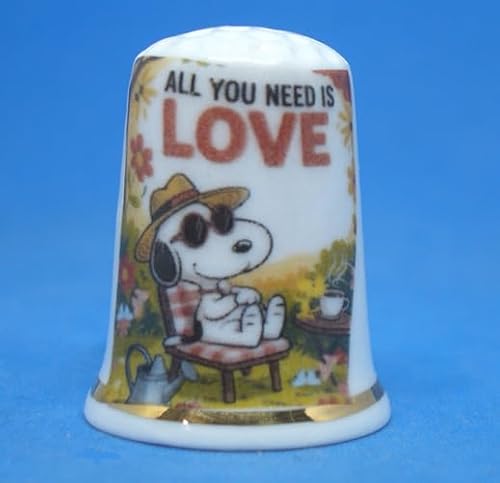 Birchcroft Fingerhut aus Porzellan, Sammlerstück, "All You Need is Love", mit Displaybox von Birchcroft China