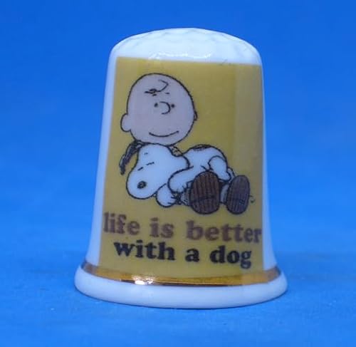 Birchcroft Fingerhut aus Porzellan, Sammlerstück, "Life is Better with a Dog", Kuppelbox Birchcroft Fingerhut aus Porzellan, Sammlerstück, "Life is Better with a Dog", Kuppelbox von Birchcroft China