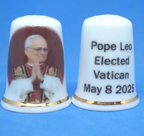 Birchcroft Porzellan-Fingerhut zum Sammeln, Papst Löwe, mit Displaybox von Birchcroft China